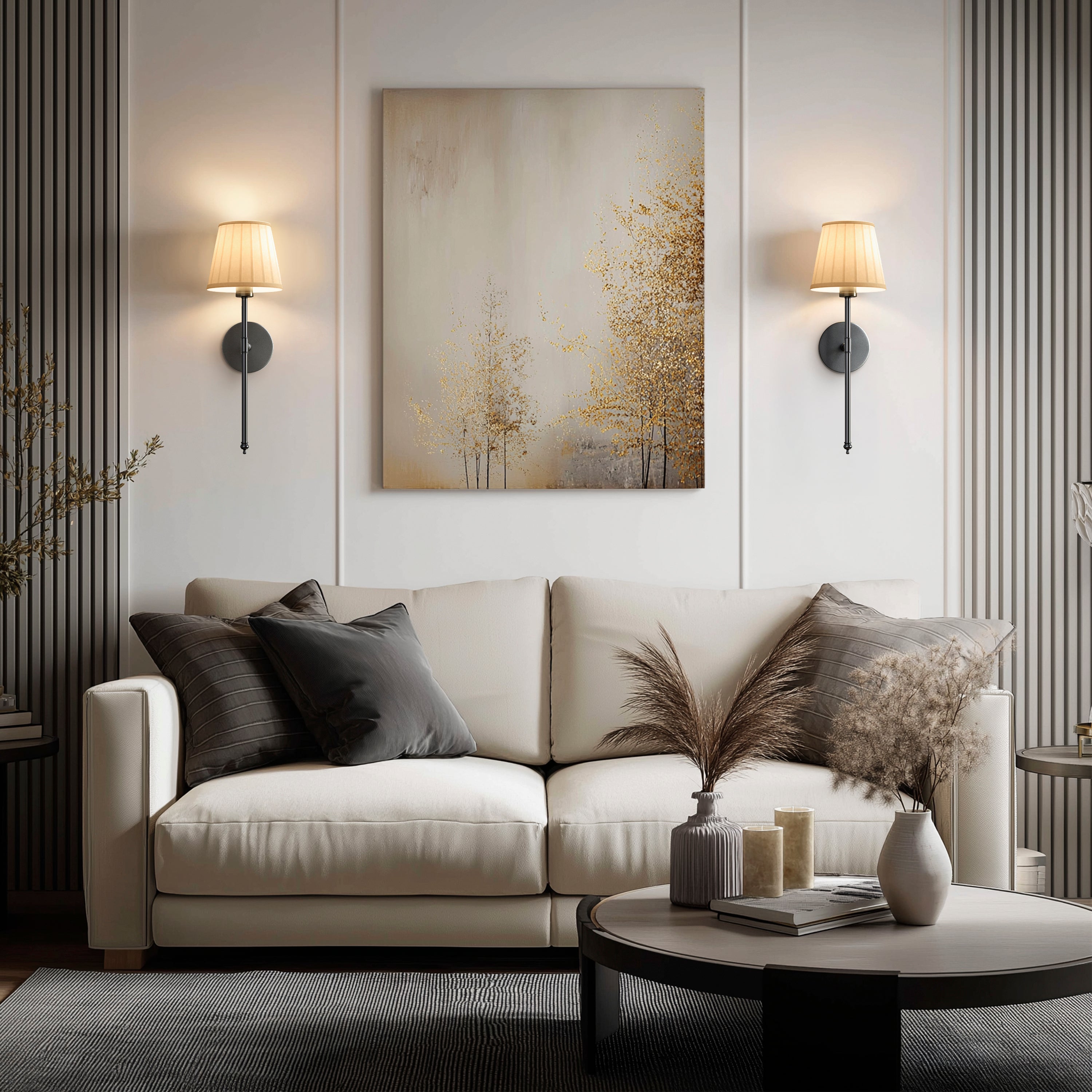 Wireless Pleated Wall Sconces | Set of 2 Elegant Lights