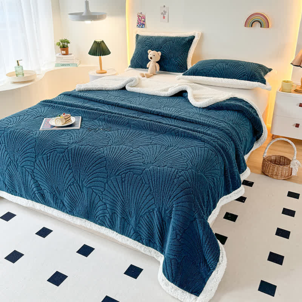 Fluffy Sherpa Shell Throw Blanket Soft Warm Cozy Blanket