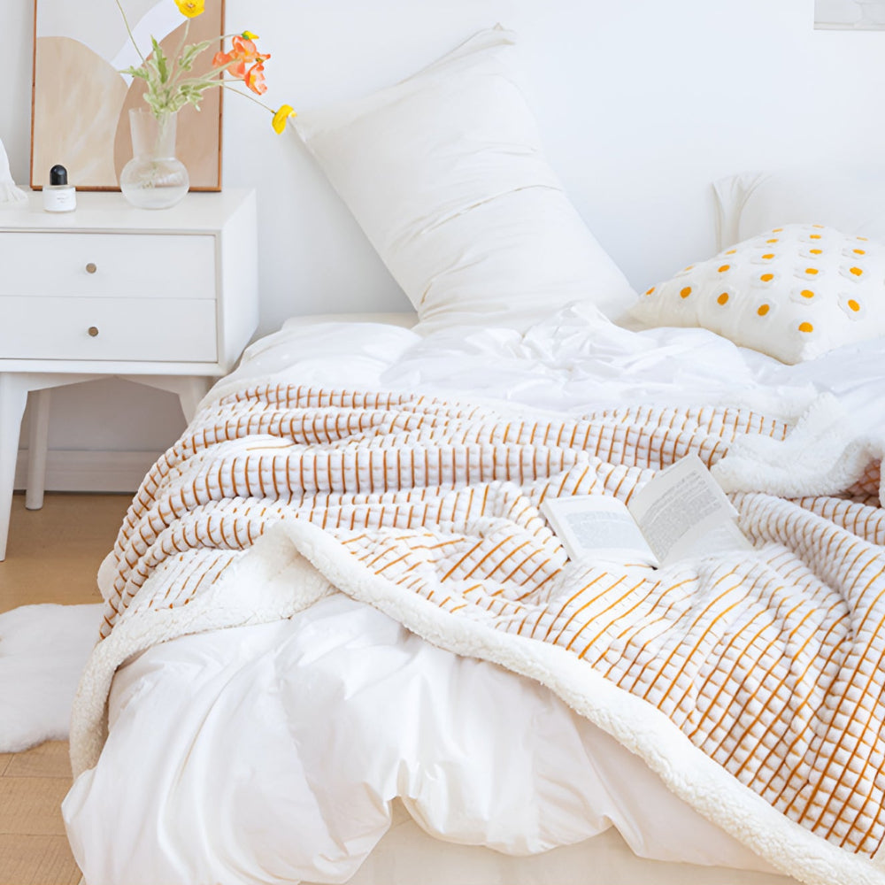 Warm Waffle Sherpa Throw Blanket Soft Cozy Textured Blanket