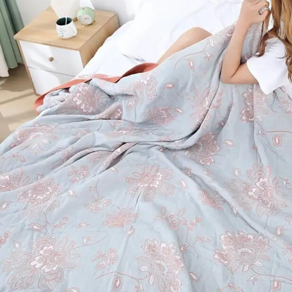 Floral Dream Comfort Blanket | Soft 100% Cotton Throw Blanket