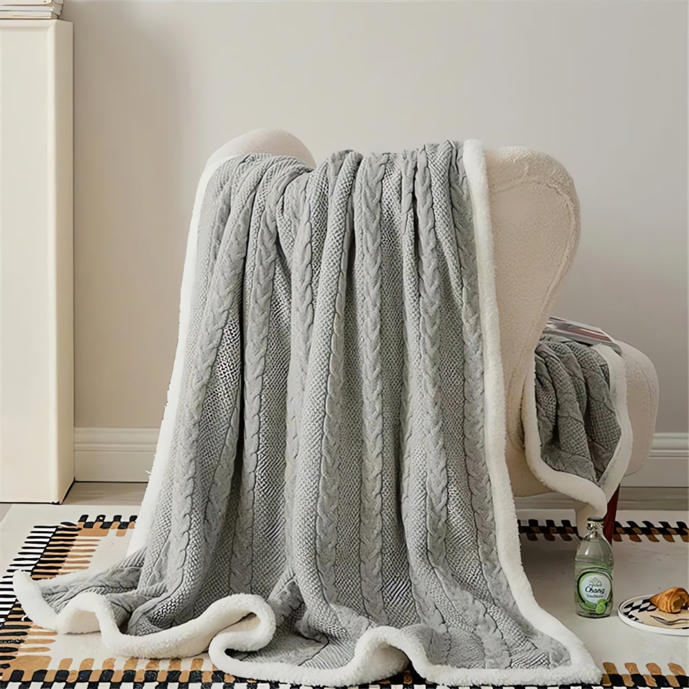 Mellow Sherpa Throw Blanket Soft Knitted Warm Cozy Blanket