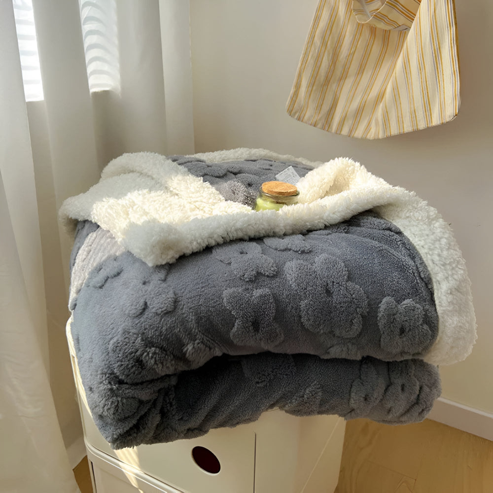 Cloud Flower Snuggle Sherpa Throw Blanket Soft Cozy Warm Blanket