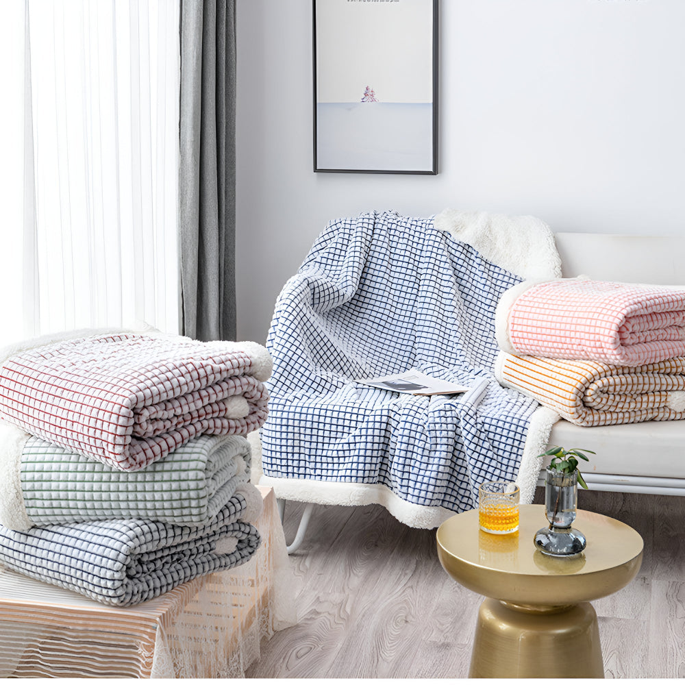 Warm Waffle Sherpa Throw Blanket Soft Cozy Textured Blanket