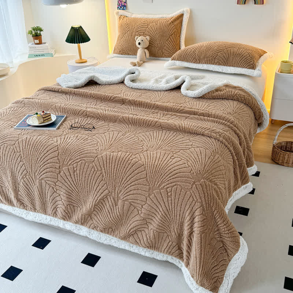 Fluffy Sherpa Shell Throw Blanket Soft Warm Cozy Blanket