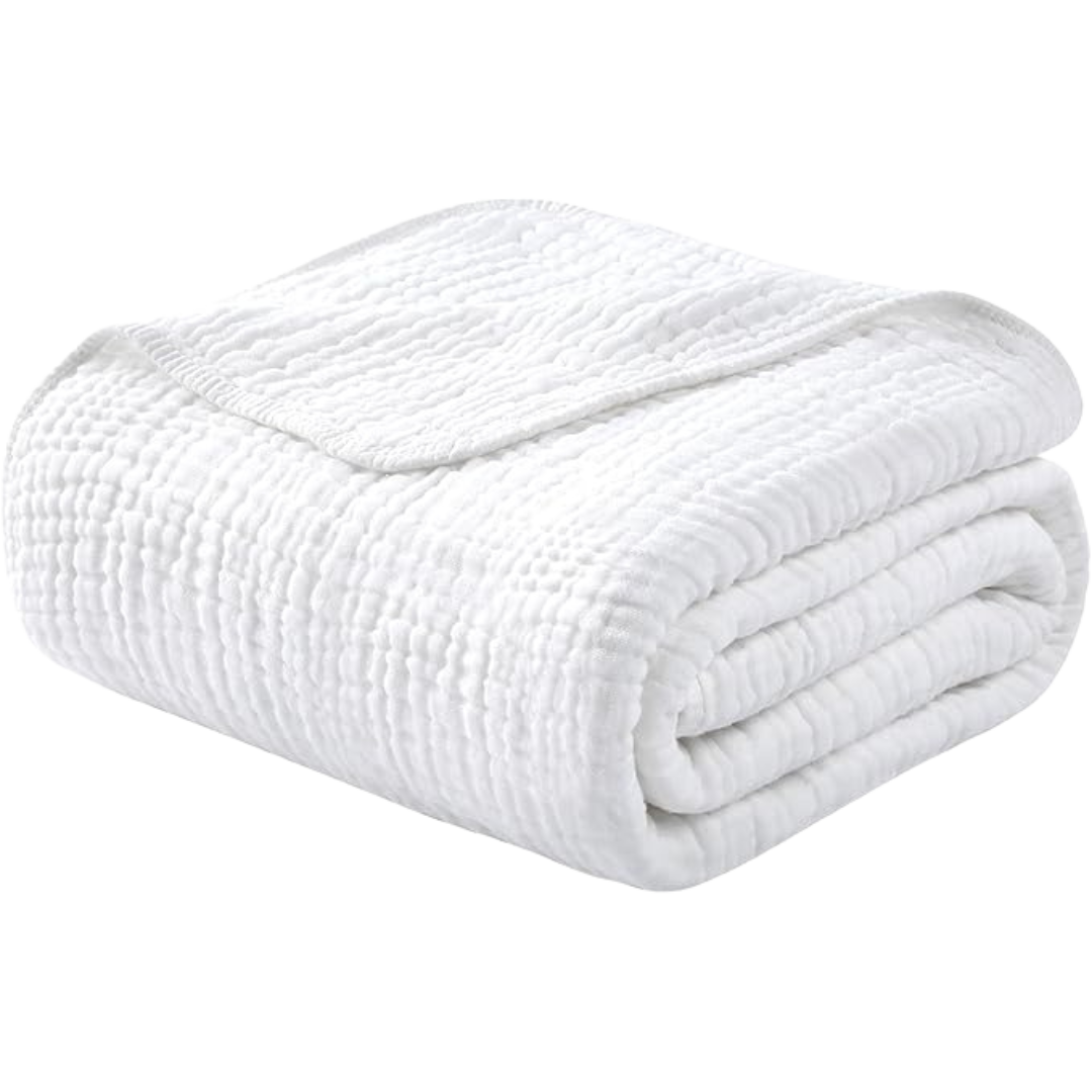 100% Soft Muslin Cotton Winter Blanket | Warm Breathable Throw