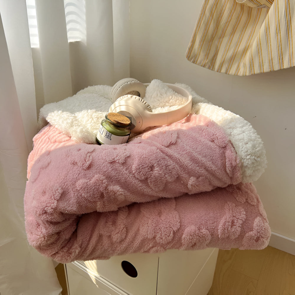 Cloud Flower Snuggle Sherpa Throw Blanket Soft Cozy Warm Blanket