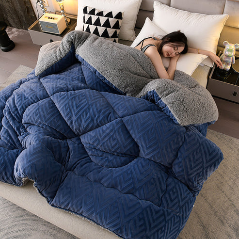 Thick Sherpa Winter Throw Blanket Soft Warm Quilted Blanket