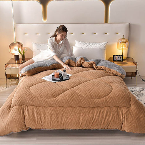 Thick Sherpa Winter Throw Blanket Soft Warm Quilted Blanket