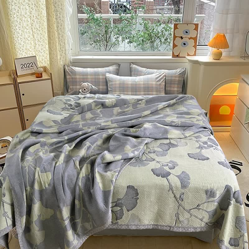 Reversible Cotton Gauze Quilt Blanket Soft Lightweight Bedspread