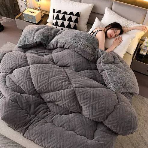 Thick Sherpa Winter Throw Blanket Soft Warm Quilted Blanket