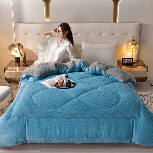 Thick Sherpa Winter Throw Blanket Soft Warm Quilted Blanket