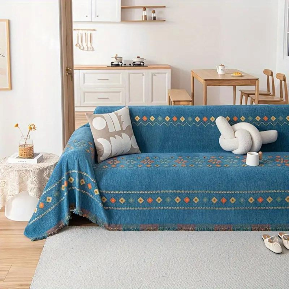 Stylish Boho Sofa Cover | Tassel Design with Cozy Everyday Protection