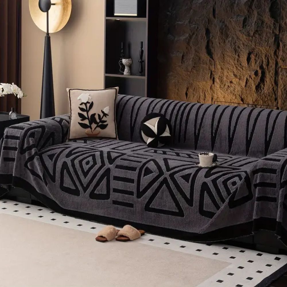 Luxury Urban Maze Sofa Cover | Modern Velvet Texture and Protection