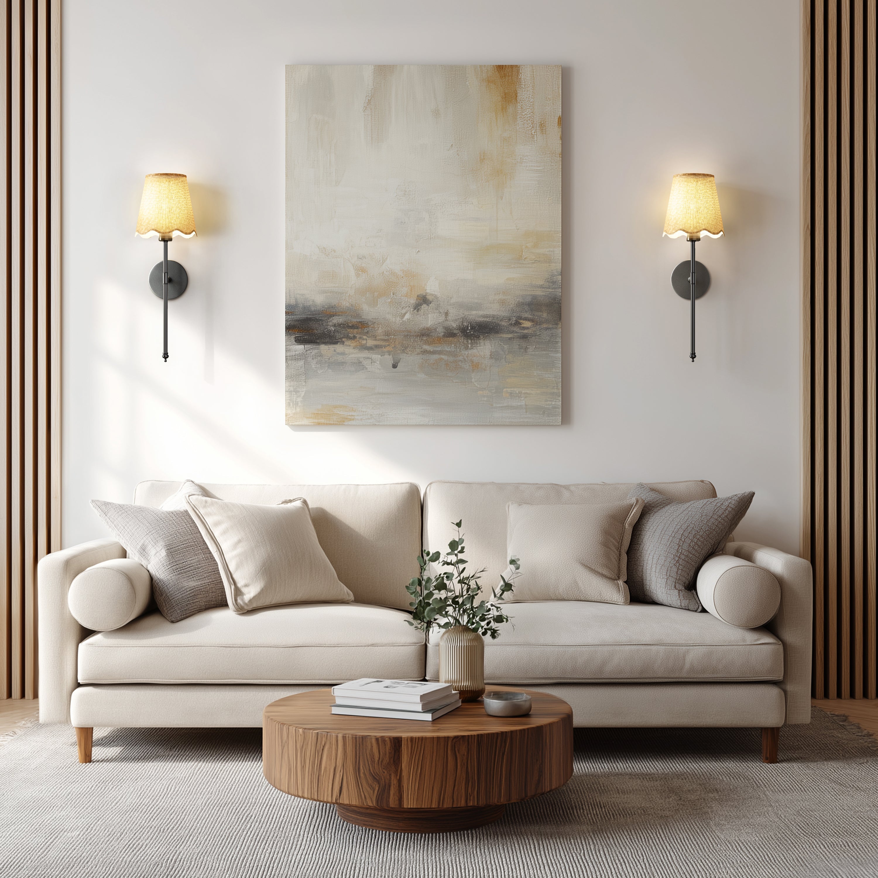 Wireless Boho Wall Sconces | Set of 2 Natural Lights