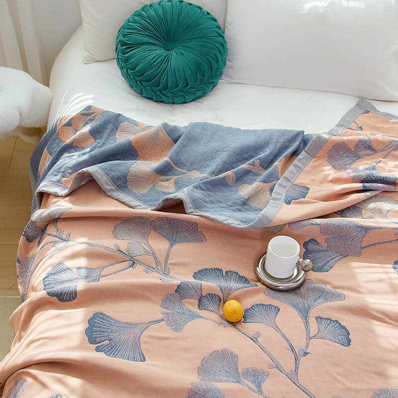 Reversible Cotton Gauze Quilt Blanket Soft Lightweight Bedspread