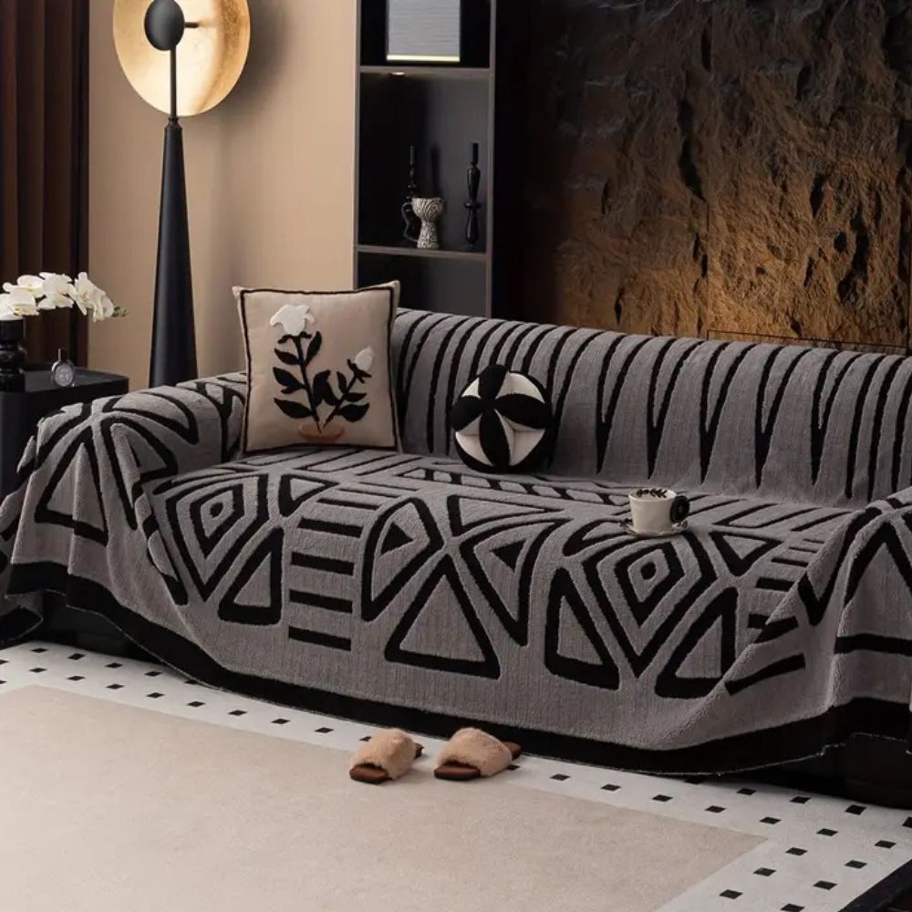 Luxury Urban Maze Sofa Cover | Modern Velvet Texture and Protection