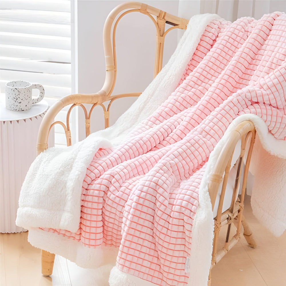 Warm Waffle Sherpa Throw Blanket Soft Cozy Textured Blanket