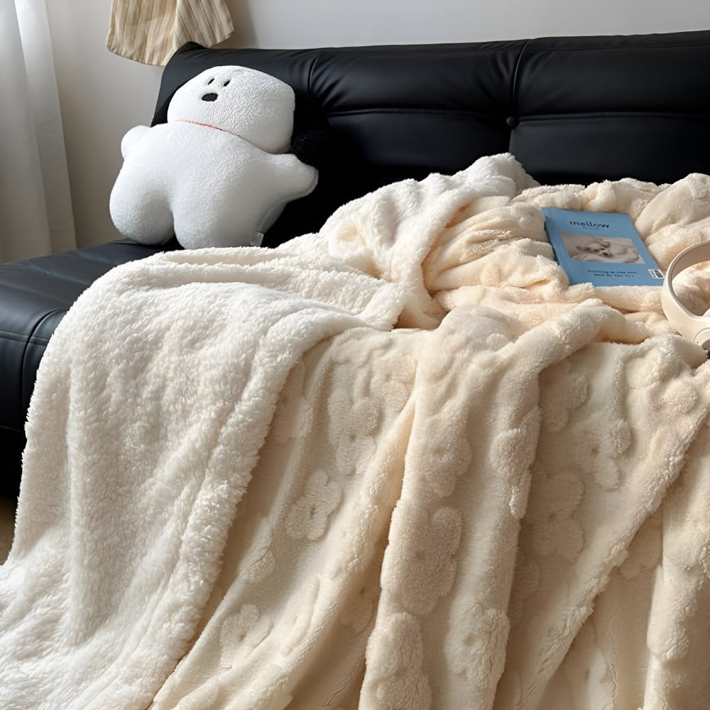 Cloud Flower Snuggle Sherpa Throw Blanket Soft Cozy Warm Blanket