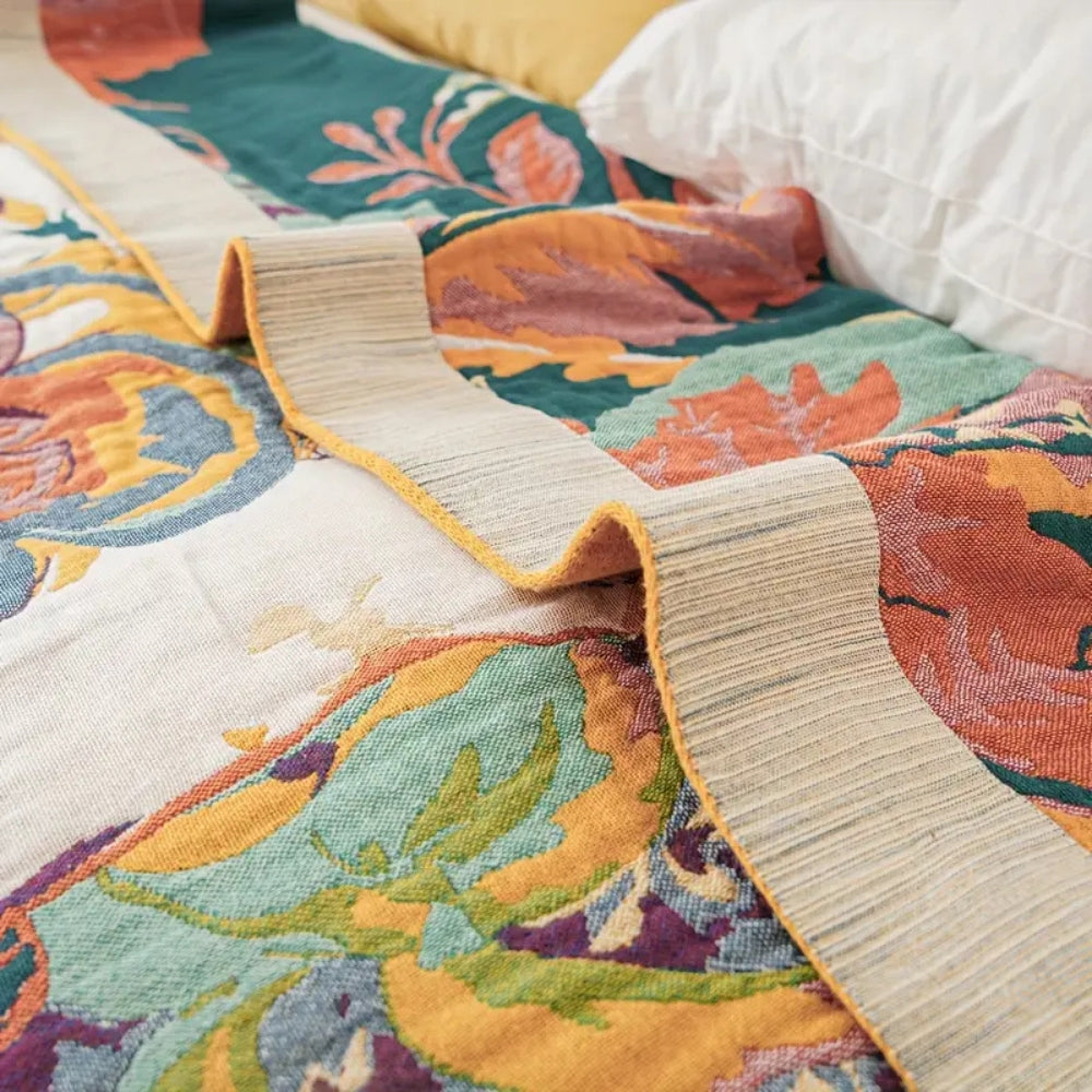 Sienna Floral Bloom Cotton Blanket | Timeless Floral Comfort