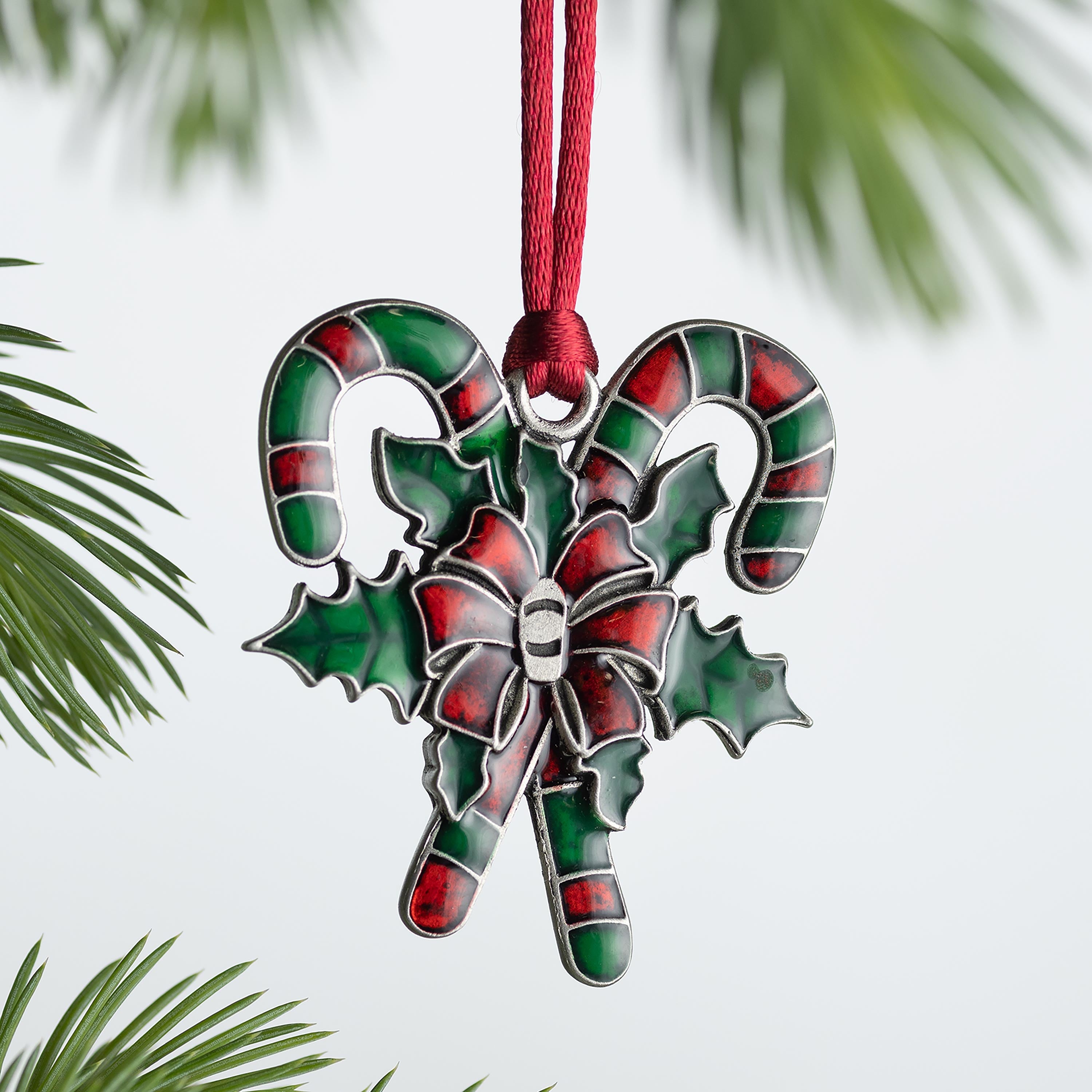 Solid Pewter Candy Cane Ornament | Classic Christmas Decor