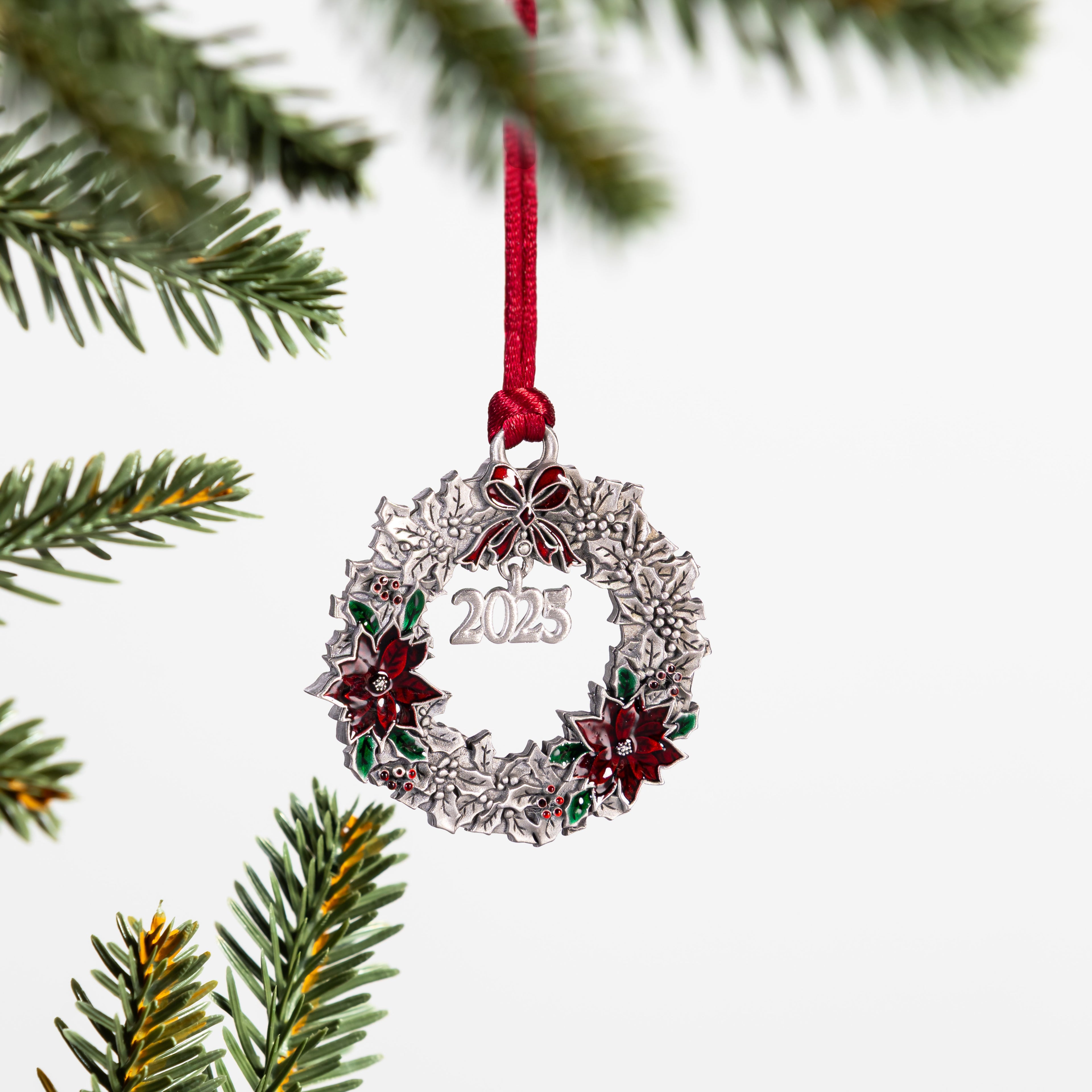 Solid Pewter Wreath Ornament | Joyful Traditions 2025