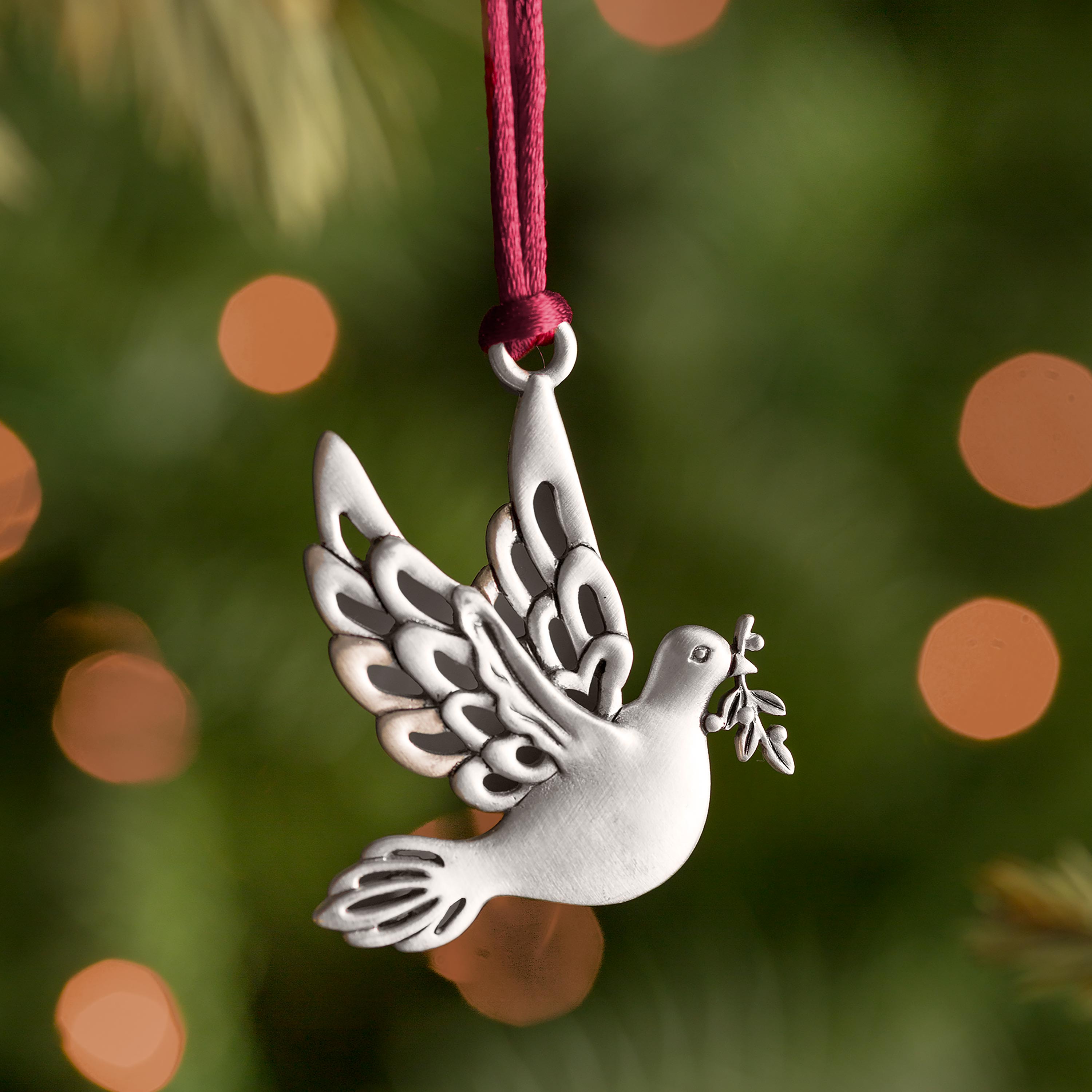 Solid Pewter Dove Ornament | Peaceful Christmas Decor