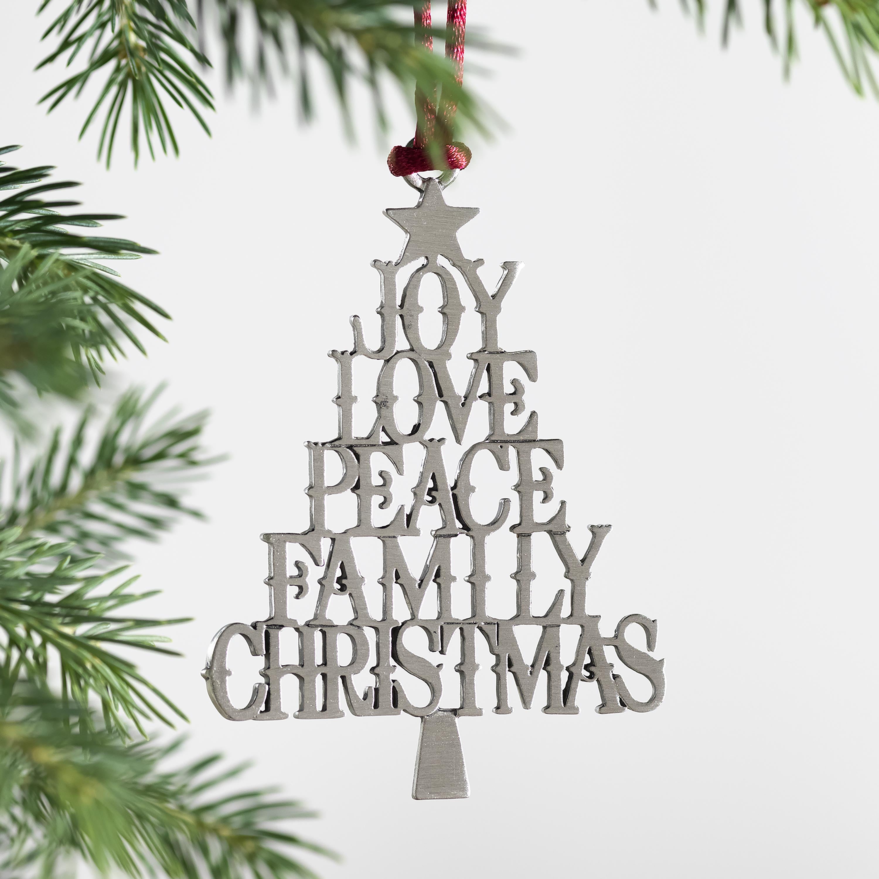 Solid Pewter Holiday Sentiments Ornament | Christmas Decor