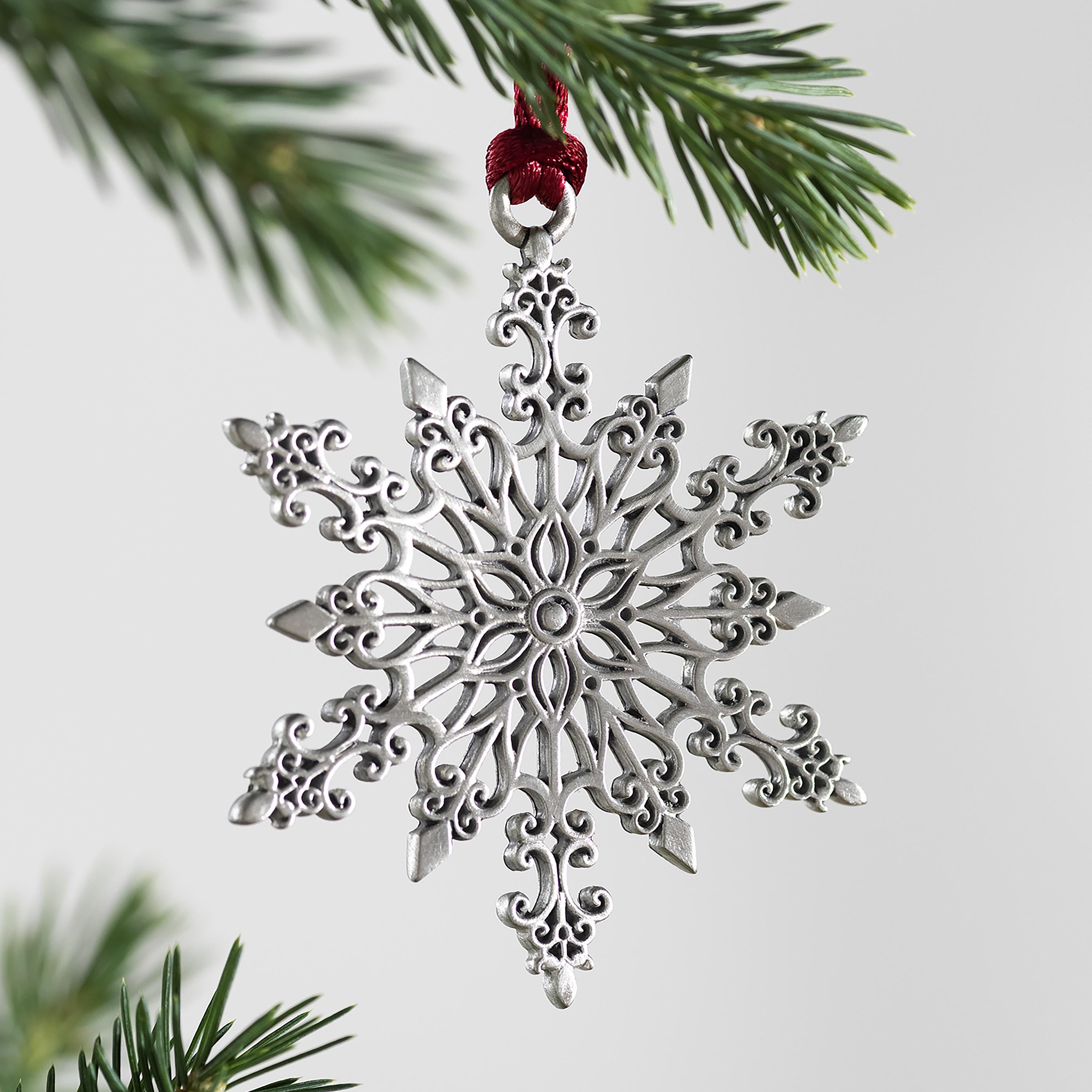 Solid Pewter Snowflake Ornament | Classic Christmas Decor