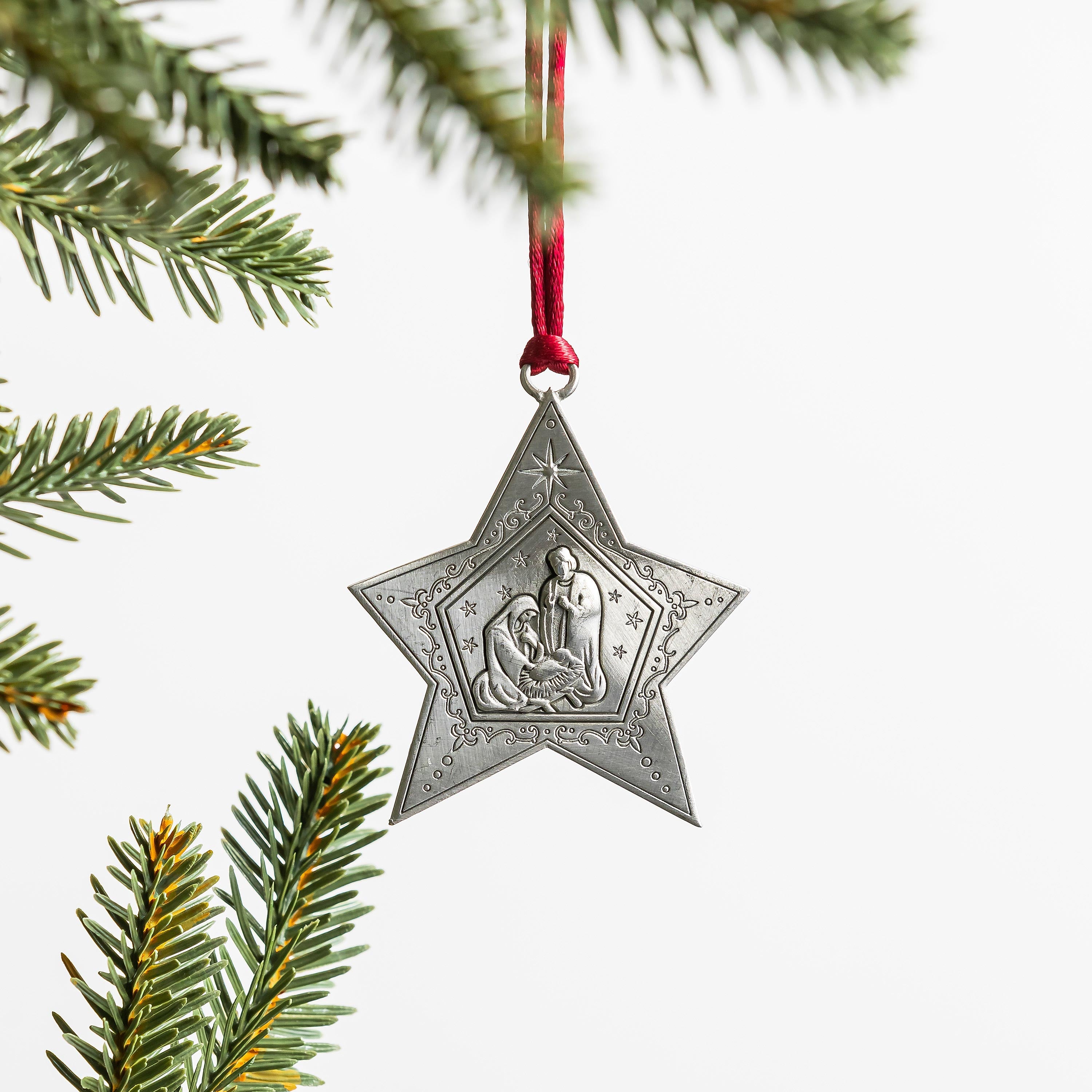 Solid Pewter Nativity Star Ornament | Meaningful Christmas Decor