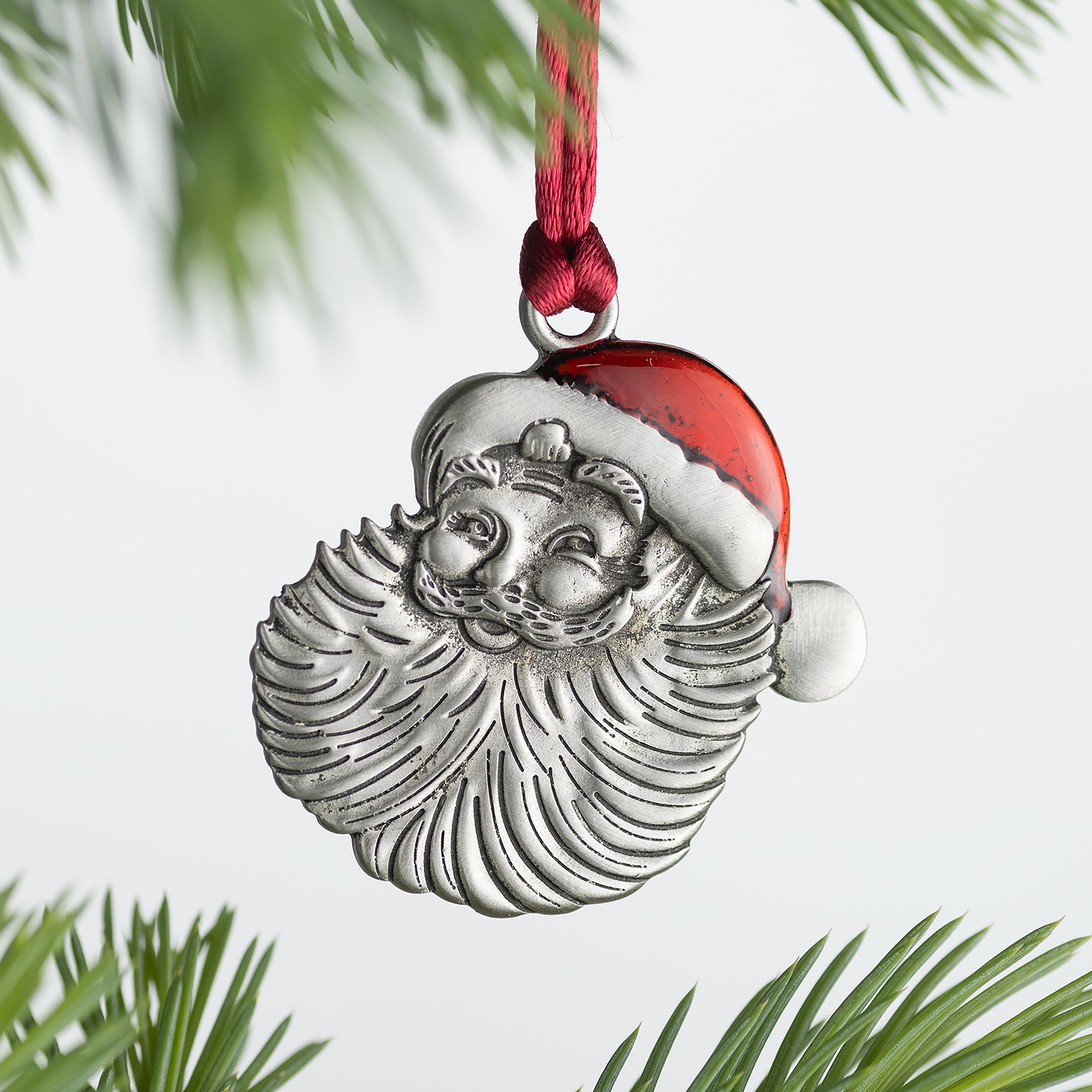 Solid Pewter Santa Ornament | Holiday Tree Decoration