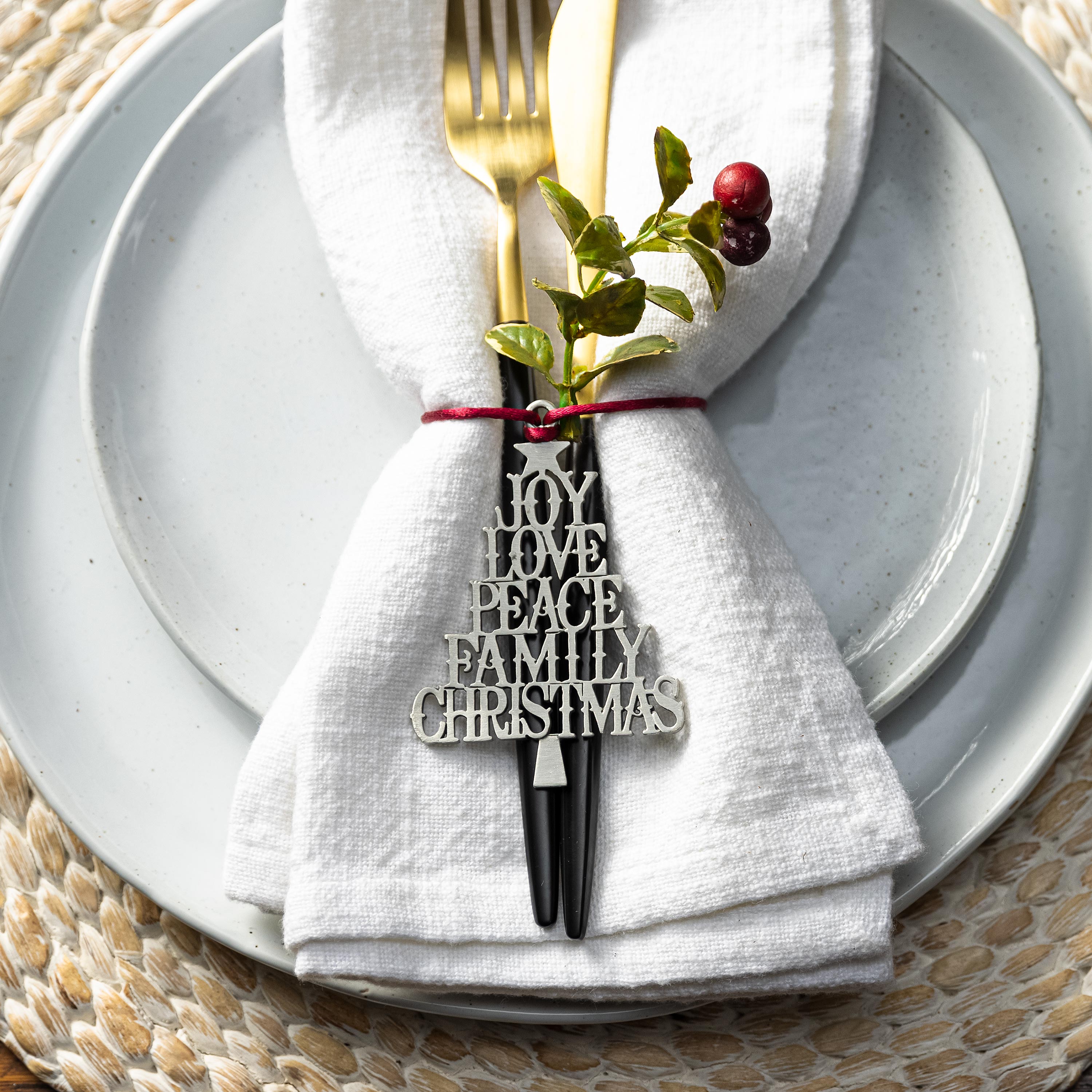 Solid Pewter Holiday Sentiments Ornament | Christmas Decor