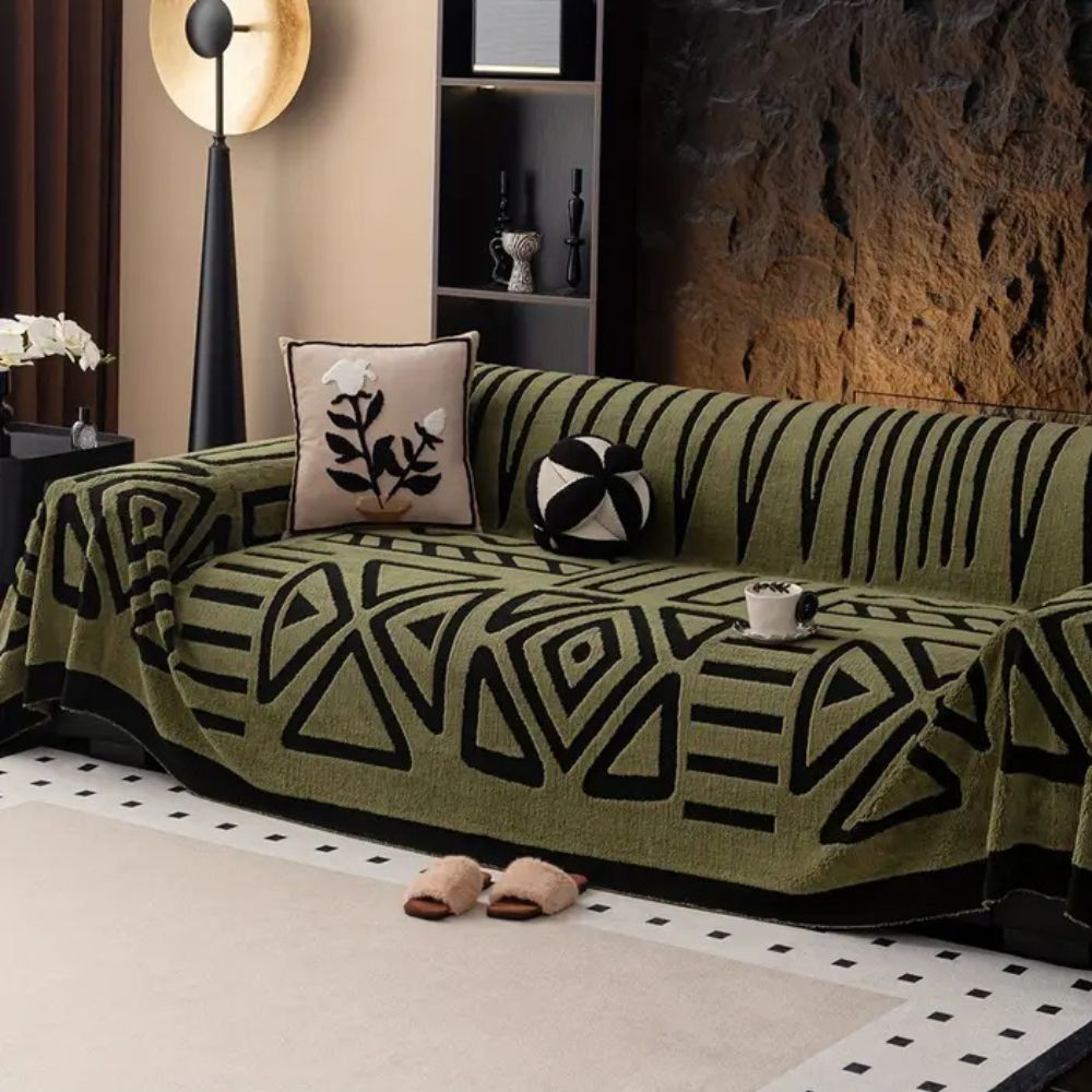 Luxury Urban Maze Sofa Cover | Modern Velvet Texture and Protection