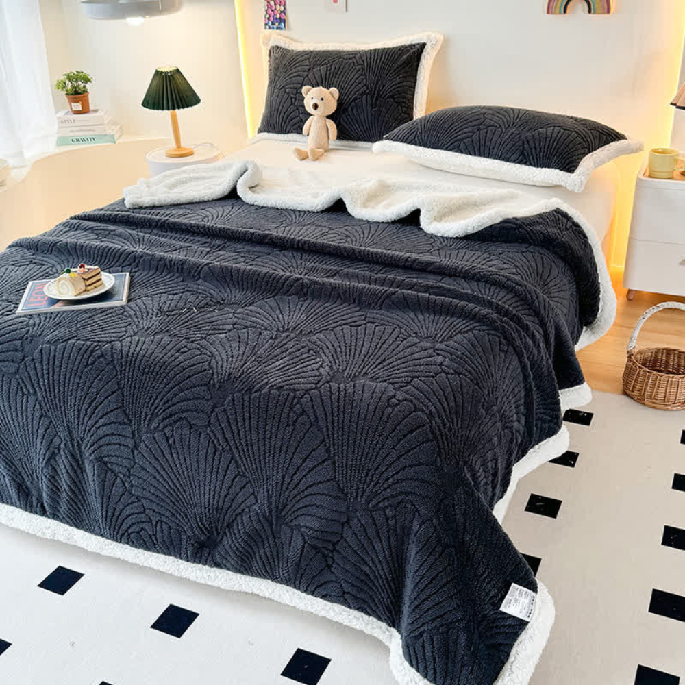 Fluffy Sherpa Shell Throw Blanket Soft Warm Cozy Blanket