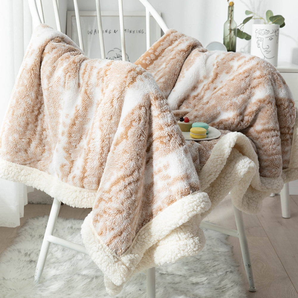 Seraphina Velvet Sherpa Throw Blanket Soft Plush Warm Blanket