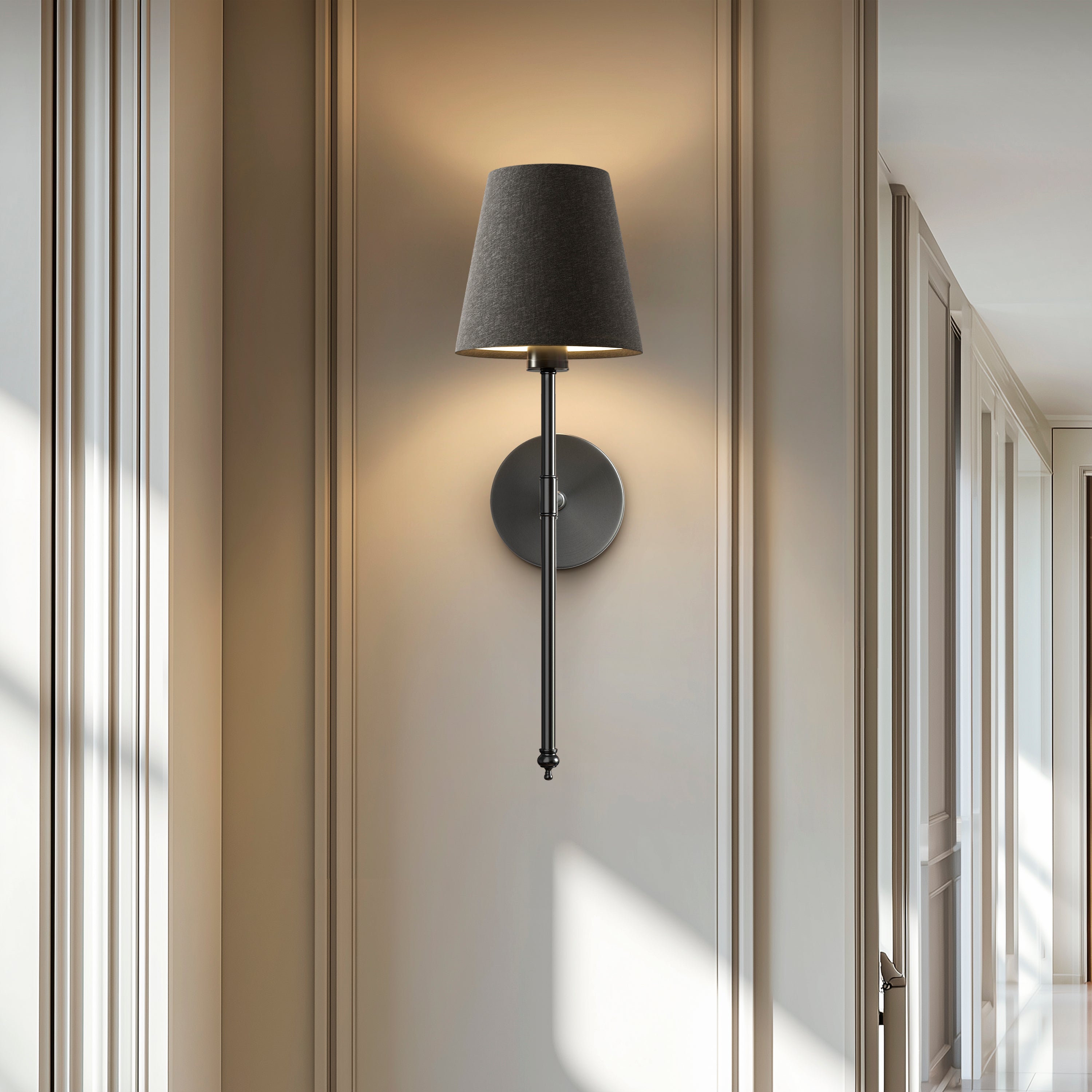 Wireless Dark Wall Sconces | Modern Black Cordless Wall Lamps (2 pcs)