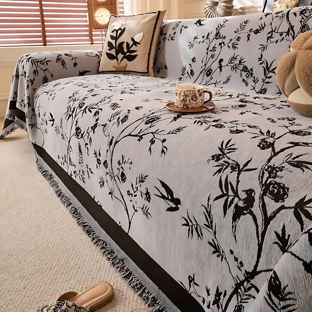 Ormel Elegant Chenille Sofa Cover | Floral Vintage Comfort and Style