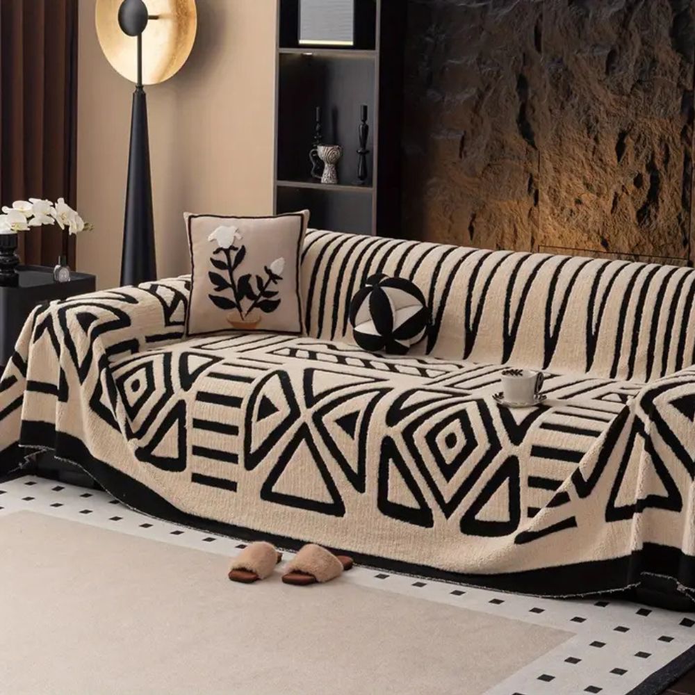 Luxury Urban Maze Sofa Cover | Modern Velvet Texture and Protection