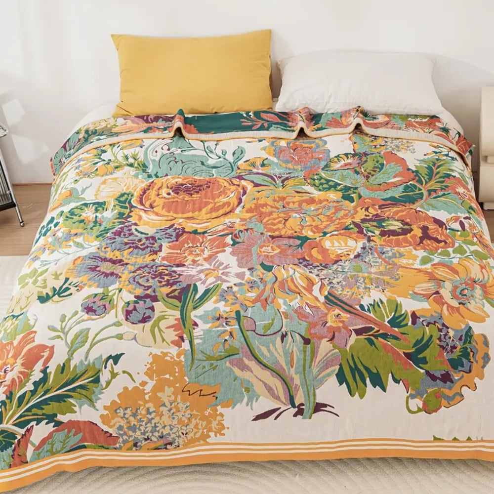 Sienna Floral Bloom Cotton Blanket | Timeless Floral Comfort