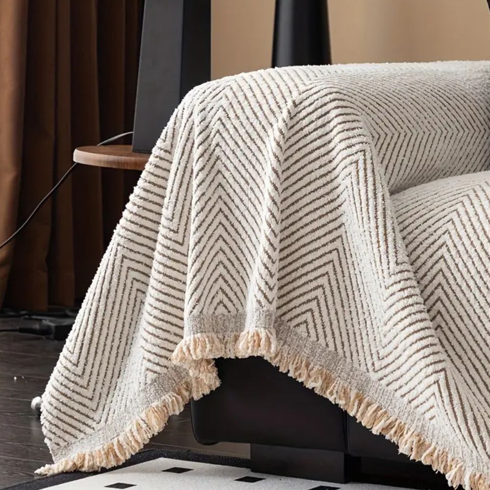 Stripe Herringbone Sofa Cover | Durable Water-Resistant Protection