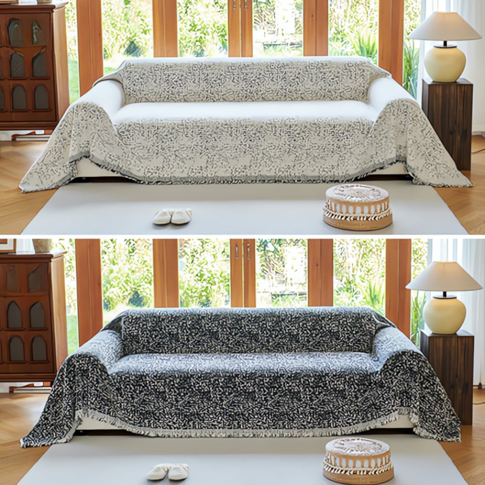 Nordic Speckle Reversible Sofa Cover | Cozy Boho Style with Modern Comfort