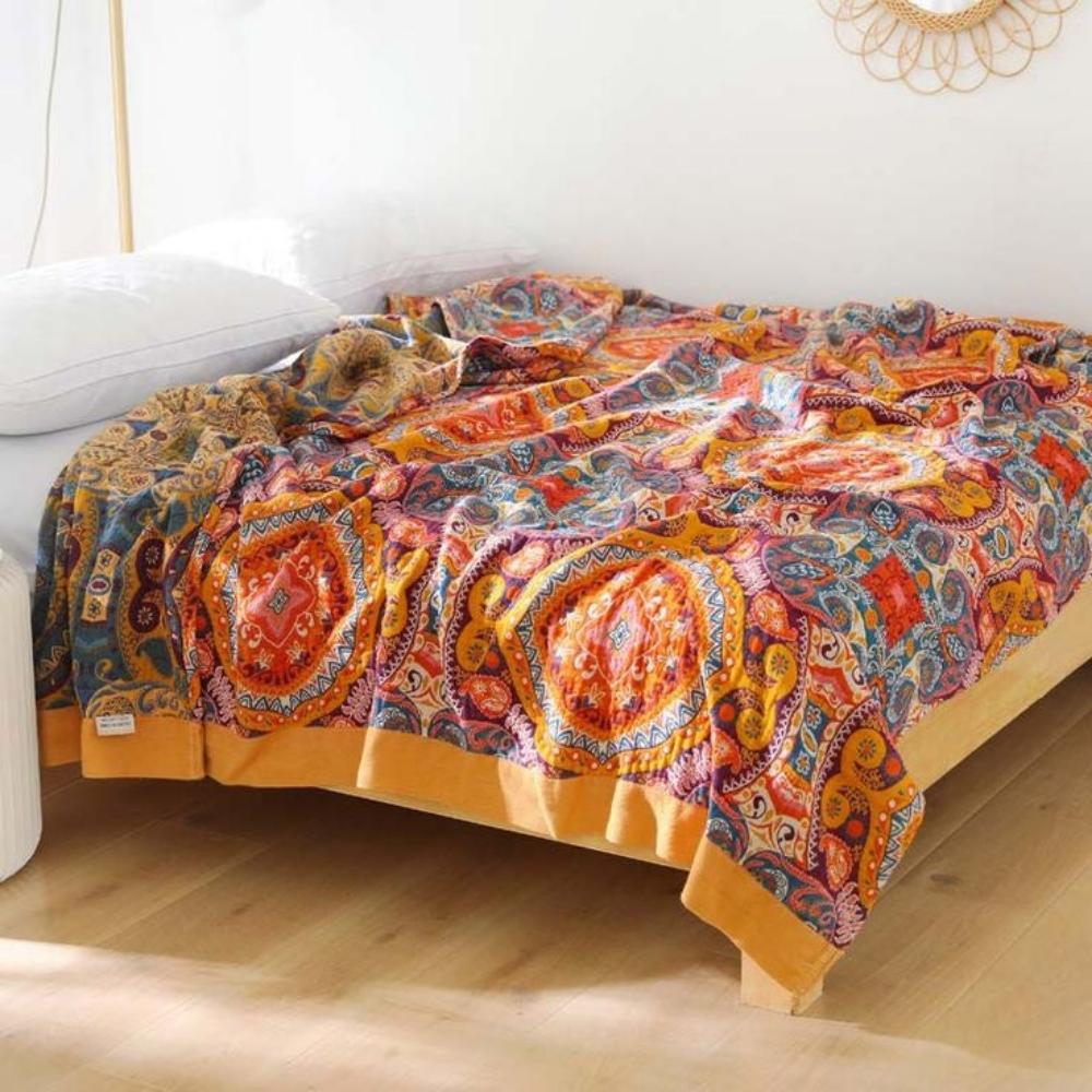 Sunrise Boho Reversible Blanket | Cooling Cotton Quilt