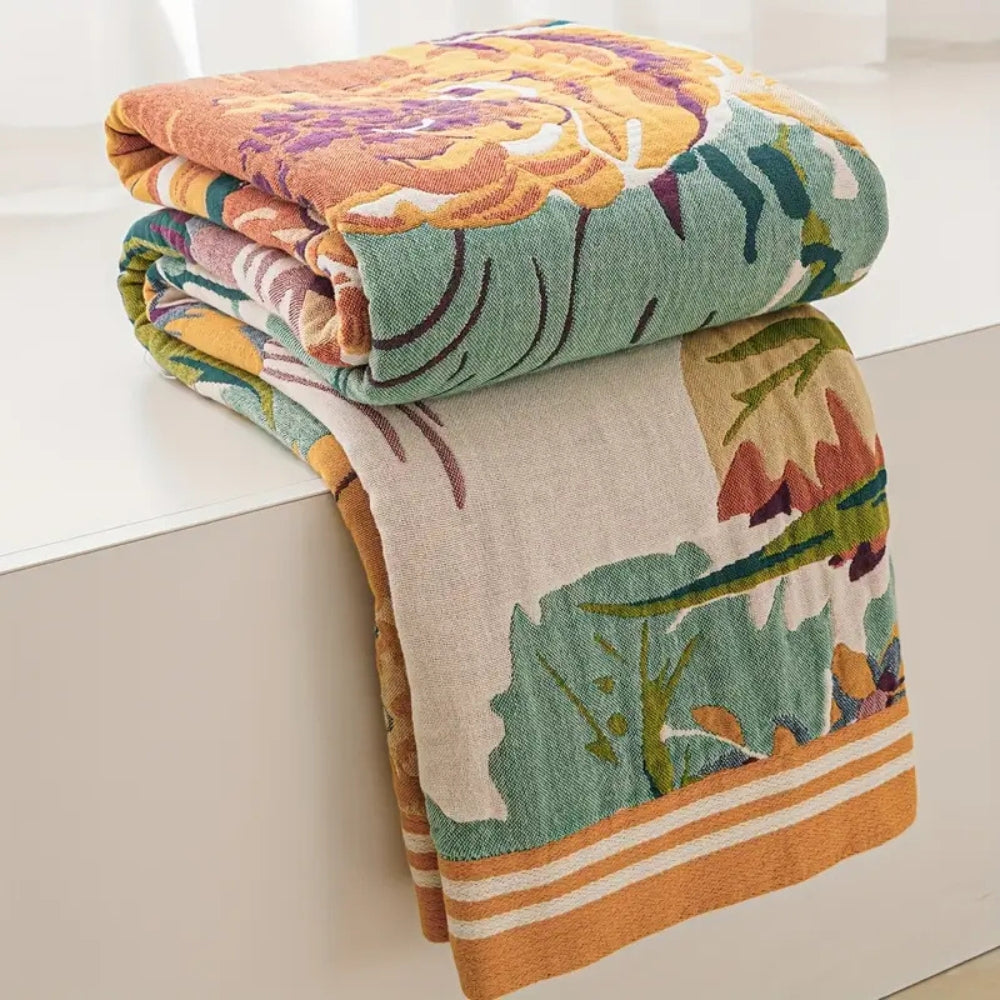 Sienna Floral Bloom Cotton Blanket | Timeless Floral Comfort