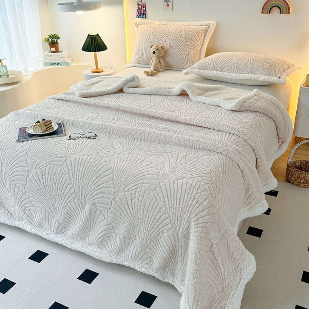 Fluffy Sherpa Shell Throw Blanket Soft Warm Cozy Blanket
