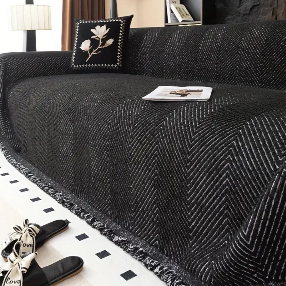 Stripe Herringbone Sofa Cover | Durable Water-Resistant Protection