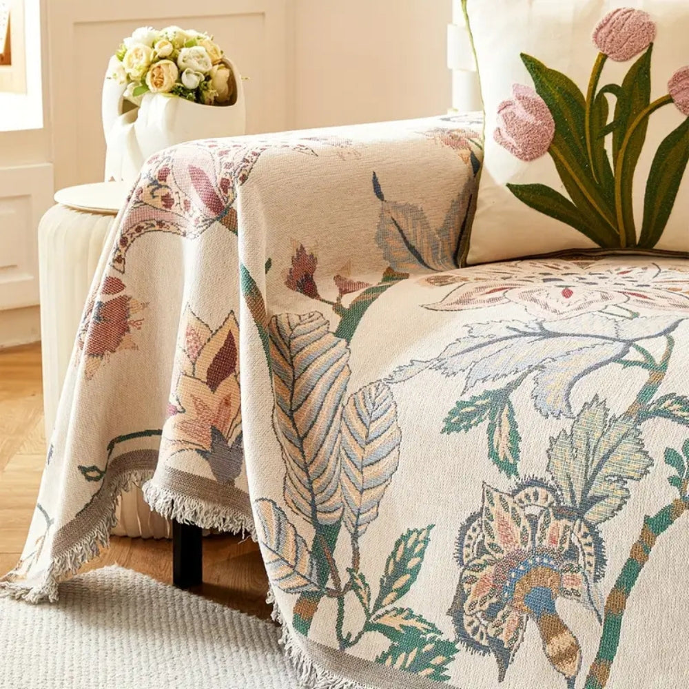 Amara Floral Reversible Sofa Cover | Elegant Double-Sided Comfort for Every Home