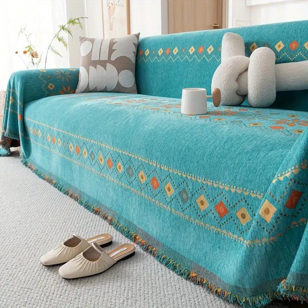 Stylish Boho Sofa Cover | Tassel Design with Cozy Everyday Protection