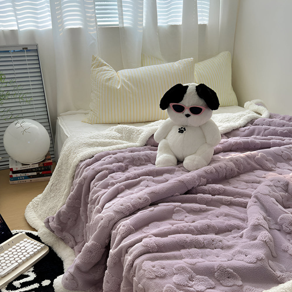 Cloud Flower Snuggle Sherpa Throw Blanket Soft Cozy Warm Blanket