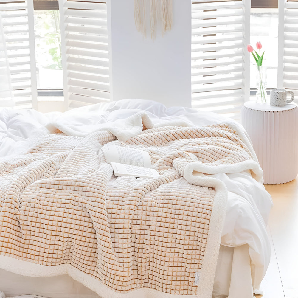Warm Waffle Sherpa Throw Blanket Soft Cozy Textured Blanket