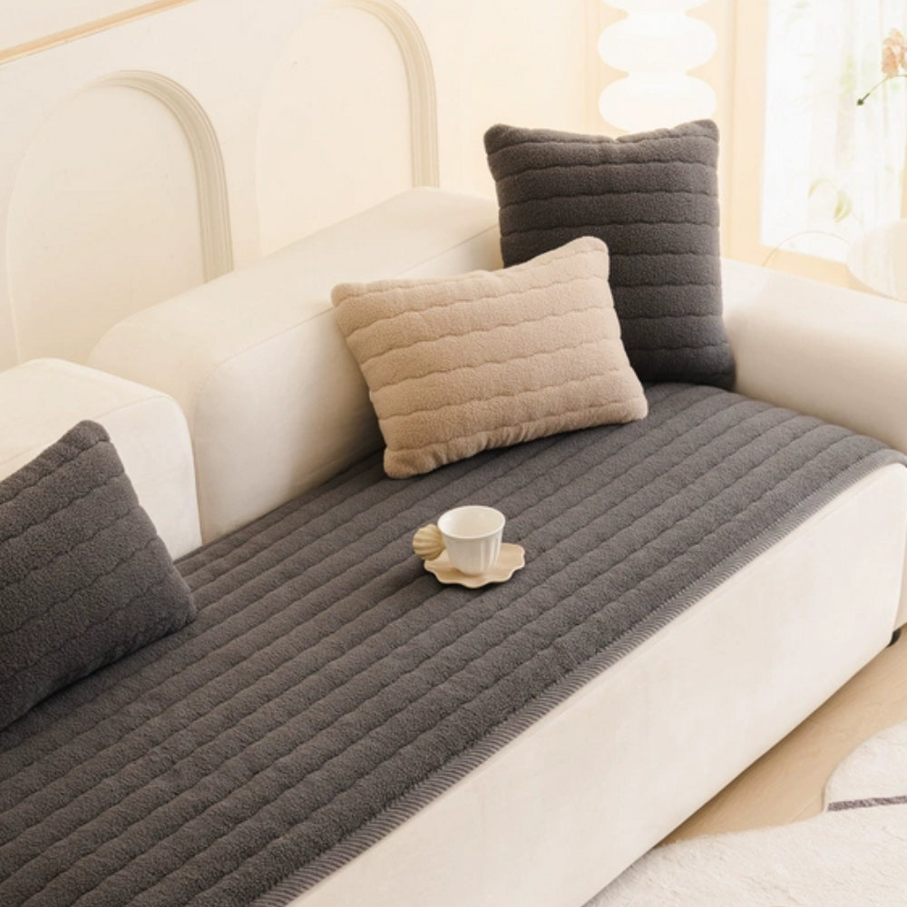 Chic Thick Plush Sofa Cover | Soft Scratch-Resistant Cozy Design