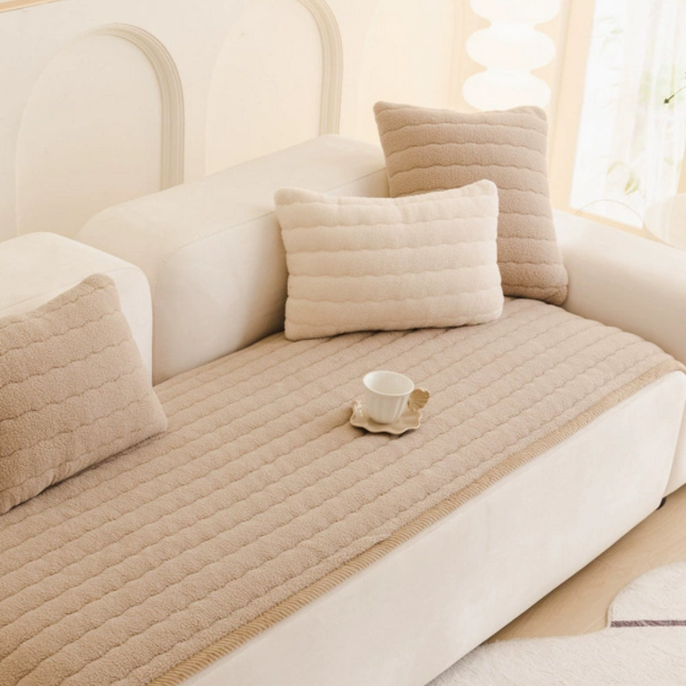 Chic Thick Plush Sofa Cover | Soft Scratch-Resistant Cozy Design